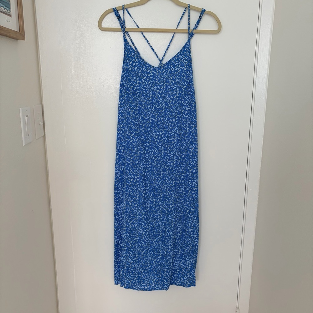 GAP Light Blue Floral Strappy Back Midi Dress - Small